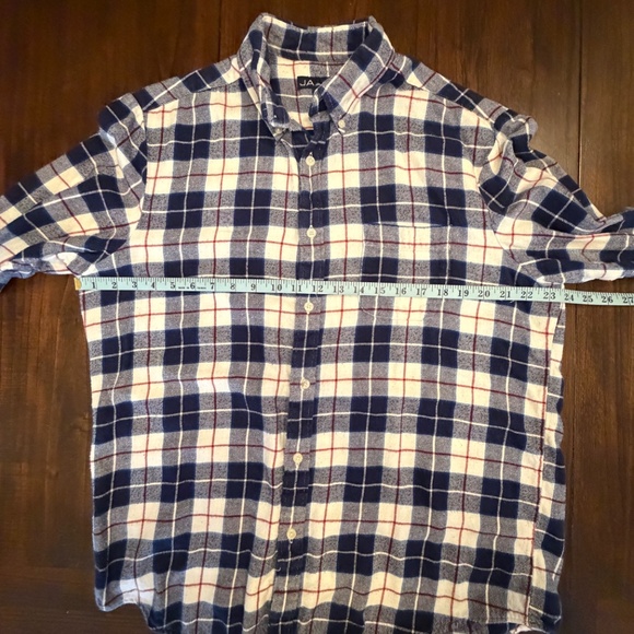 John Ashford Men's Long Sleeve Cotton Flannel Blue & White Plaid, Size Large - Picture 11 of 11